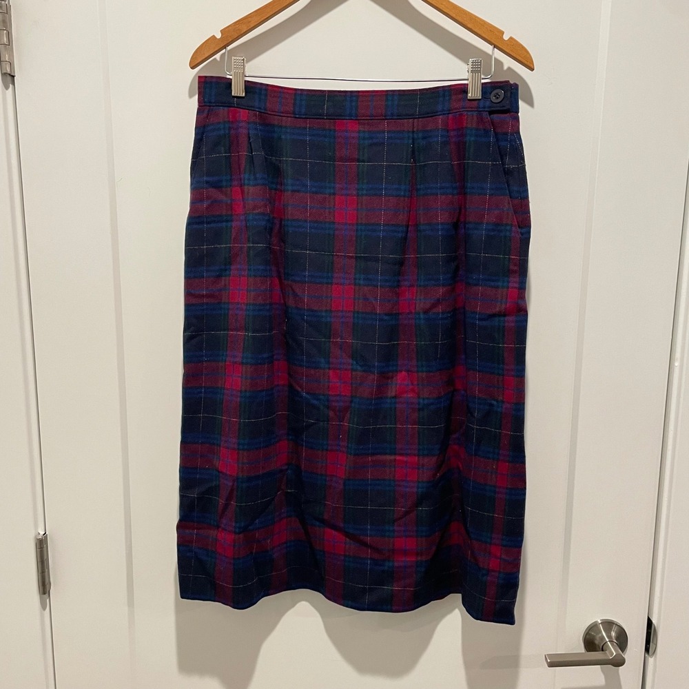 Vintage‎ Miss Pendleton 100% Wool Red Tartan Plaid Skirt Preppy Academia MiUSA